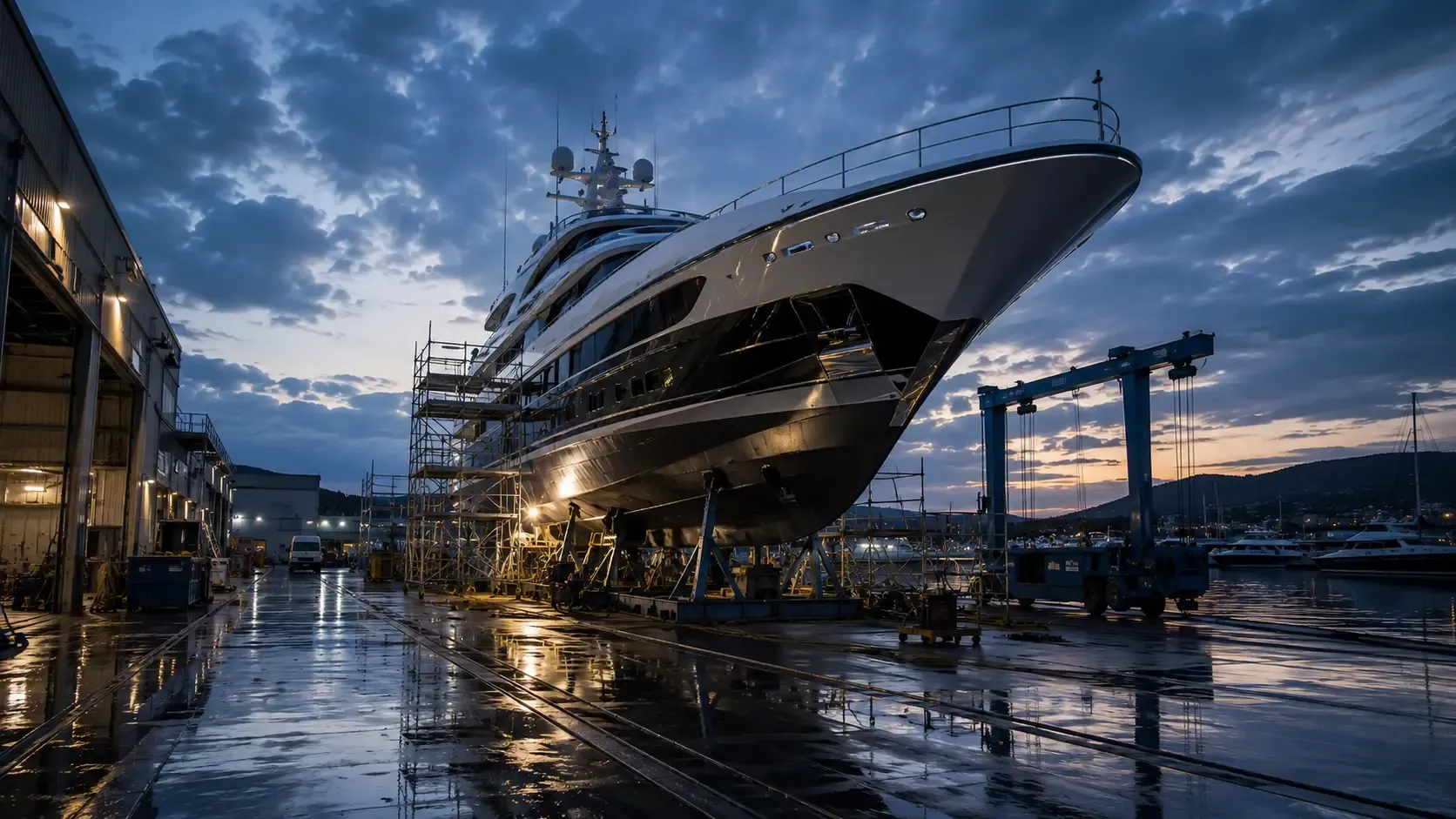 Yacht refit and painting work in progress at the Yacht Glow yard in Croatia.